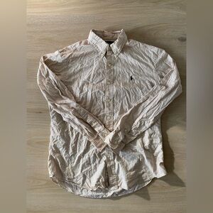 Ralph Lauren Men's Tan Checkered Button Down Shirt Size L